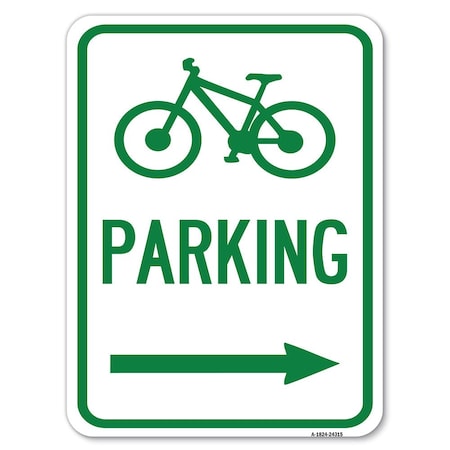 BicycleParking Right Arrow HeavyGauge Aluminum Rust Proof Parking Sign 18 x 24 A182424315 BicycleParking Right Arrow HeavyGauge Aluminum Rust Proof Parking Sign 18 x 24 A182424315